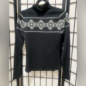 Moda Intl Black FAIR-ISLE TURTLE NECK Sweater, SKI WINTER STYLE, WOMEN SIZE M